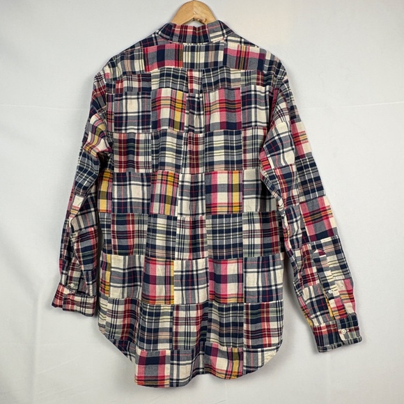 American Living Men Long sleeve Patchwork Button Down Shirt Sz M Plaid Madras - Picture 2 of 11